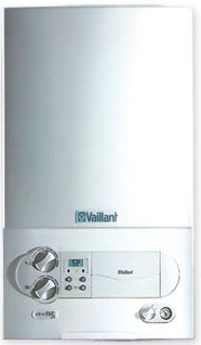 Older Vaillant ecoTEC, with two temperature dials and four round buttons.