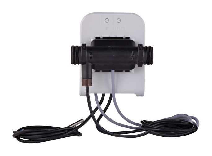 Rear of the Axioma Qalcosonic E4 showing the composite ultrasonic flow sensor