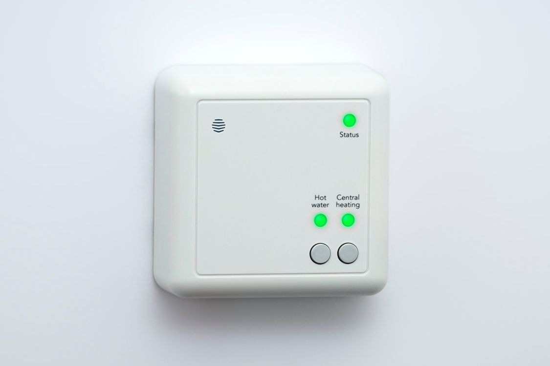 Hive receiver with green status and central heating lights